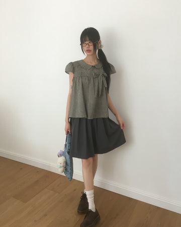 Akin Ribbon Pintuck Flare Midi Skirt